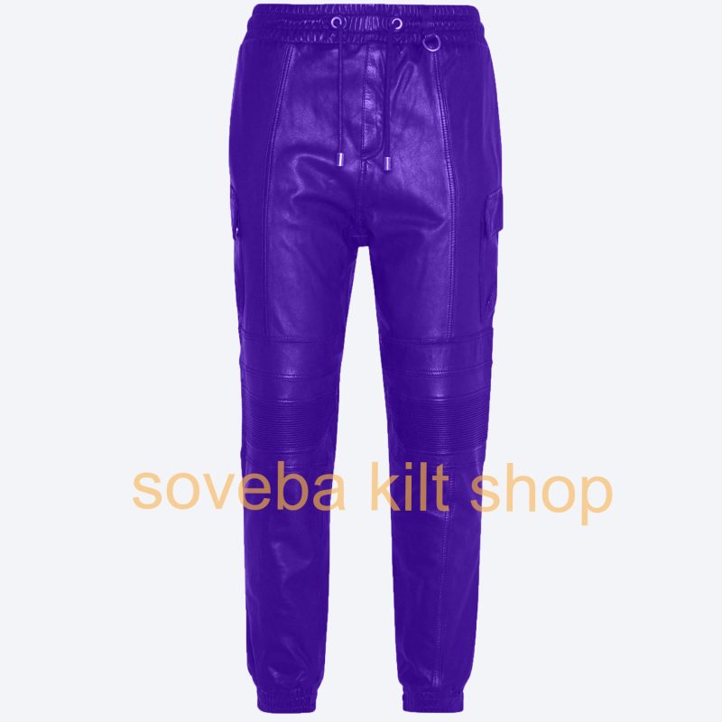 Blue Leather Trouser Pant Mens All Sizes Leather Made Trouser