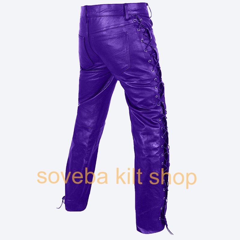 Blue Lace Up Leather Pant Buy Online Mens Laceup Sides Pant