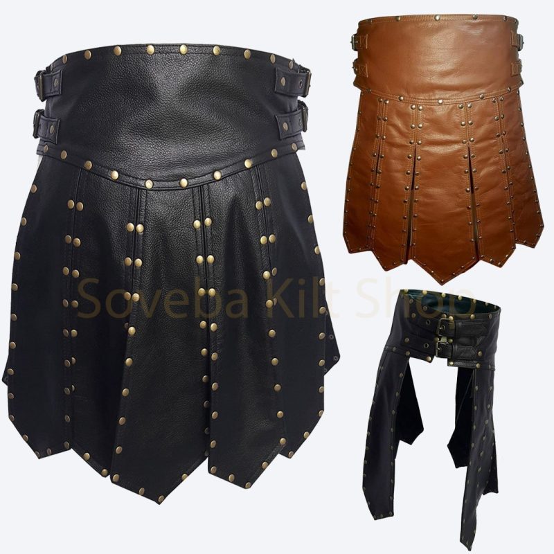 Gladiator Leather Kilt - Roman Gladiator Skirt Larp Barbarian Cosplay