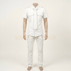 Gay Leather Uniform for Men In White Color