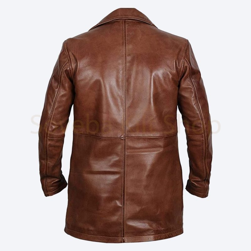 Mens Brown Leather Car Coat