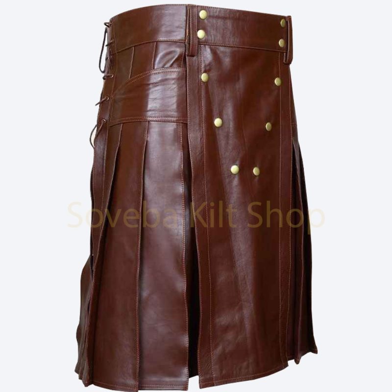 Leather Kilt For Men | Scottish wear Cosplay Leather Kilt