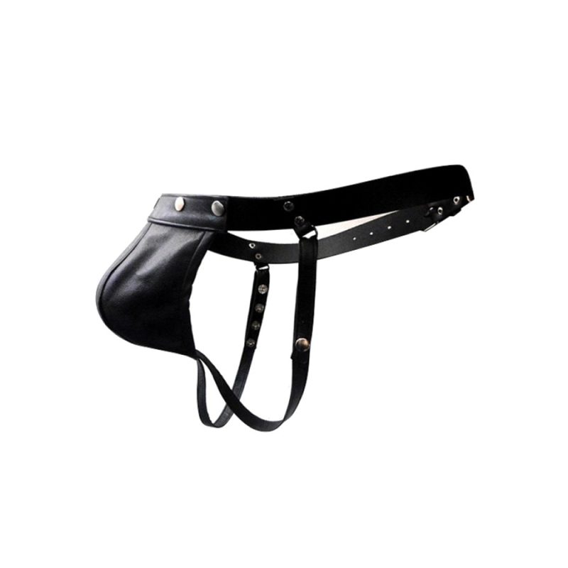 Mens Leather Jockstrap With Removable Pouch