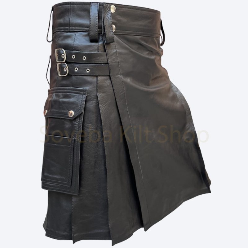 Kanye West Leather Kilt Skirt Kanye Omari Black Skirt