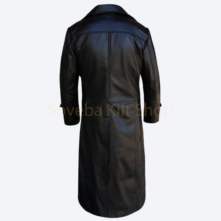 Genuine Black Leather Trench Coat For Men | Full Length OverCoat