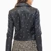 Women Black Studded Leather Jacket