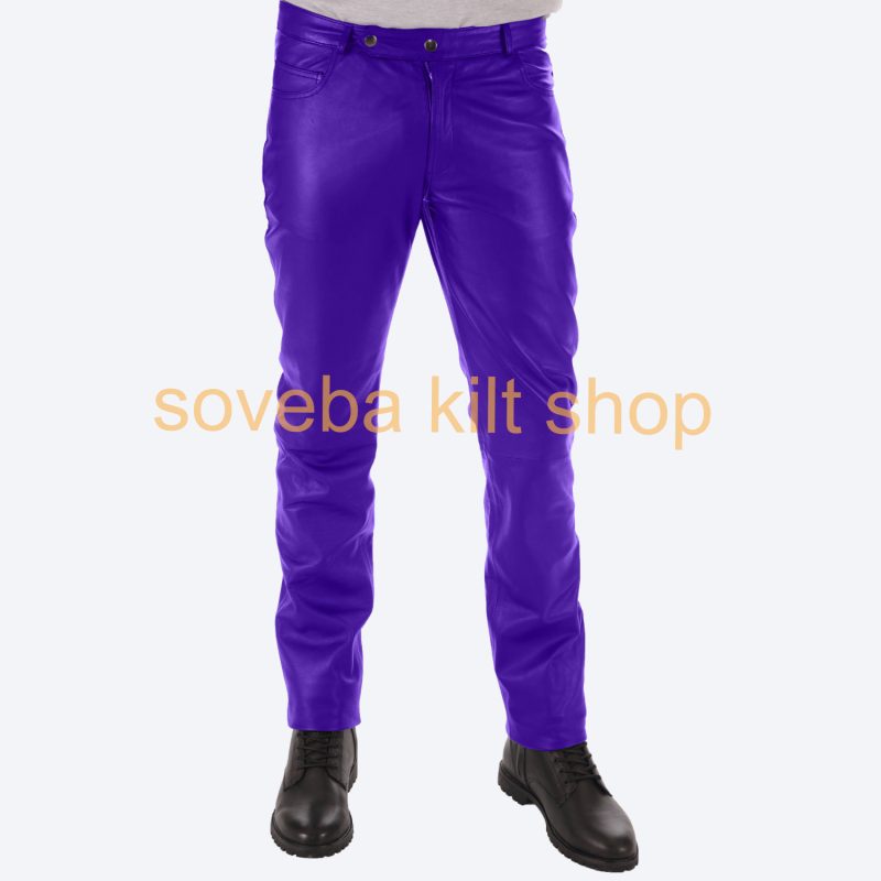 Buy Blue Leather Pant For Men Online Cowhide Leather Pant
