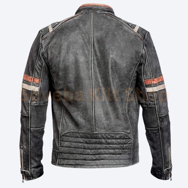 mens distressed leather cafe racer biker jacket