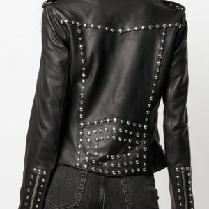 women studded leather jacket
