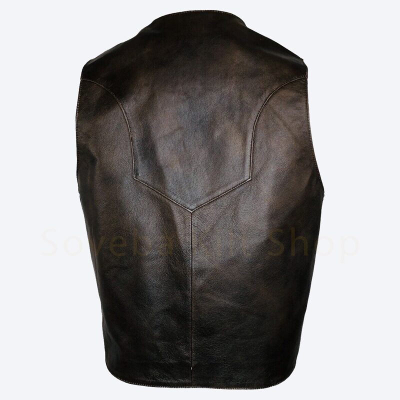 Mens Leather Cowboy Vest Western Vintage Native Cowboy Vest Costume
