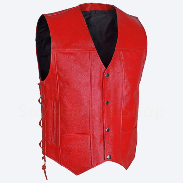 leather motorcycle lace up vest