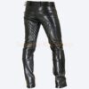 black leather quilted pant for mens