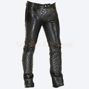 gay leather quilted pant