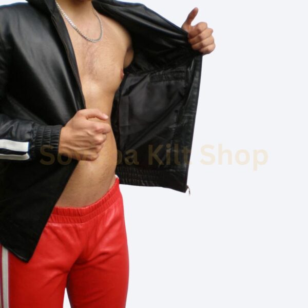 mens leather trouser and jacket set