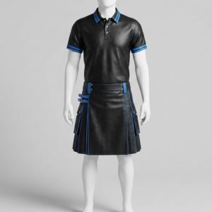 Gay Man Leather T Shirt With Kilt Uniform