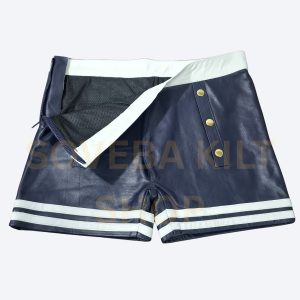 blue leather gay short