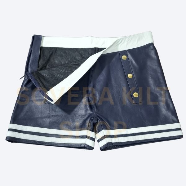 blue leather gay short
