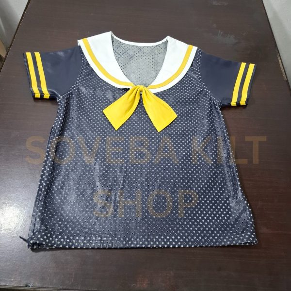 Gay Sailor Costume for Men | Real Leather Mesh Shirt, Shorts And Neckerchief / Tie - Image 6