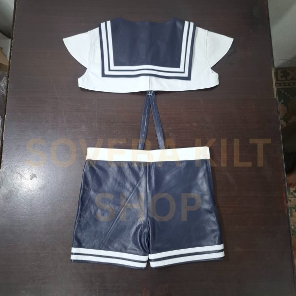 genuine leather short and top set