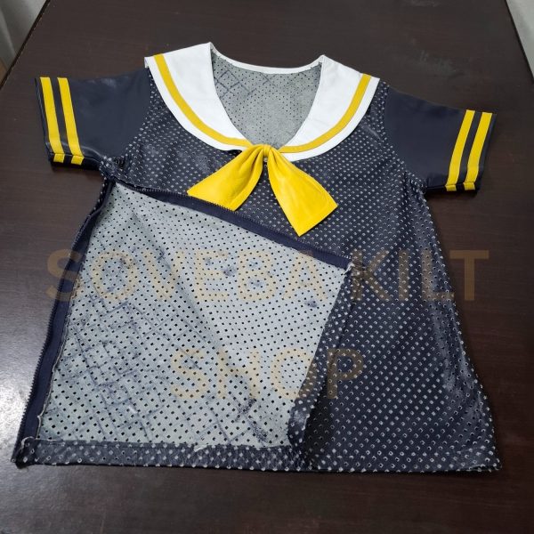 Gay Sailor Costume for Men | Real Leather Mesh Shirt, Shorts And Neckerchief / Tie - Image 7