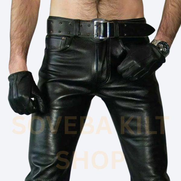 Gay Leather Jeans Pant