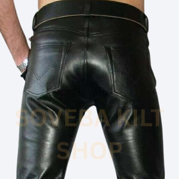Men Fetish Leather Jeans Gay Pant