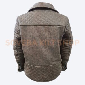 Alternative view of Men’s Distressed Brown Leather Biker Jacket – Pull Up Jacket